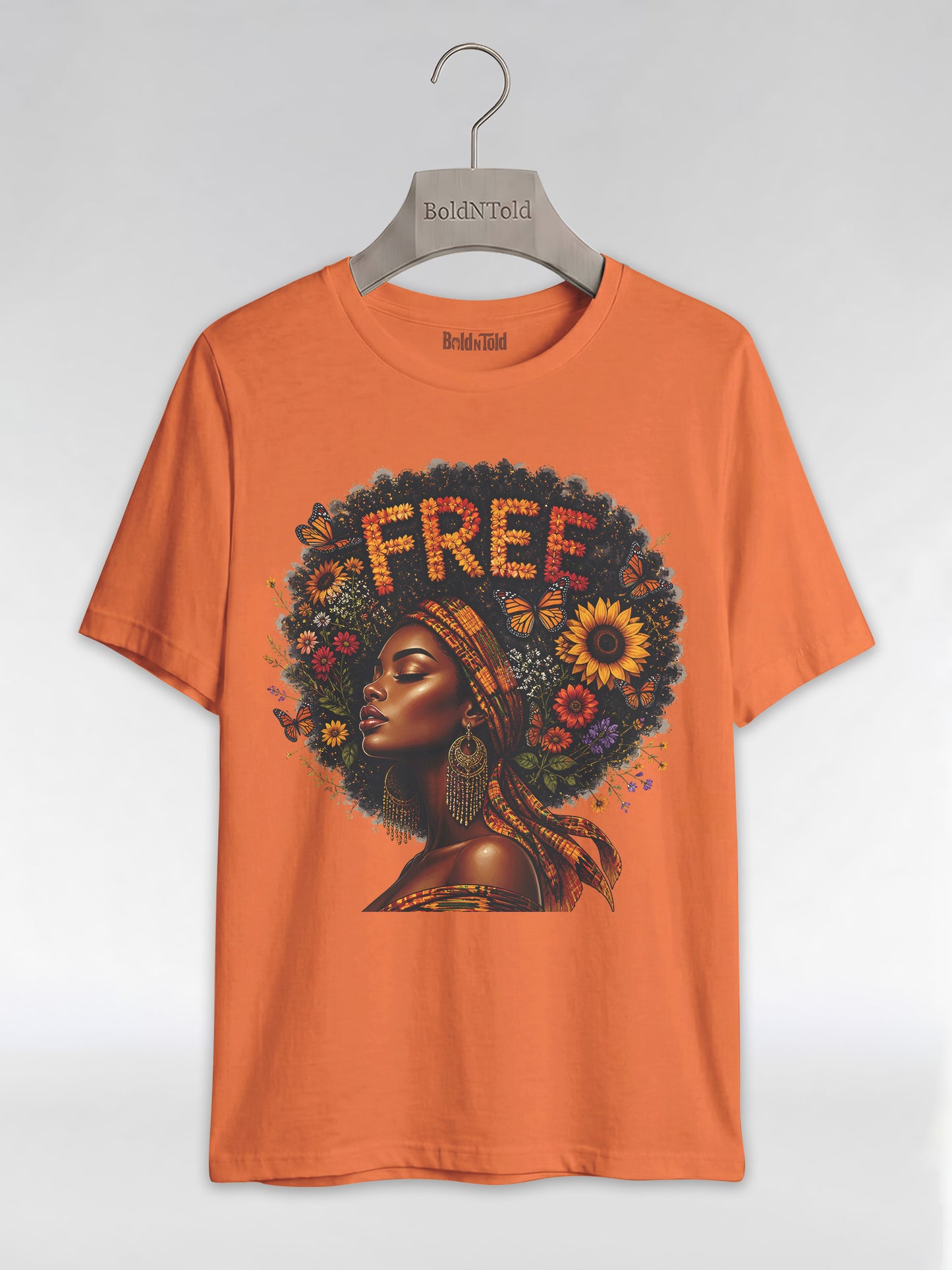Free Floral Afro: Melanin Queen Empowerment Graphic T-Shirt - BoldnTold