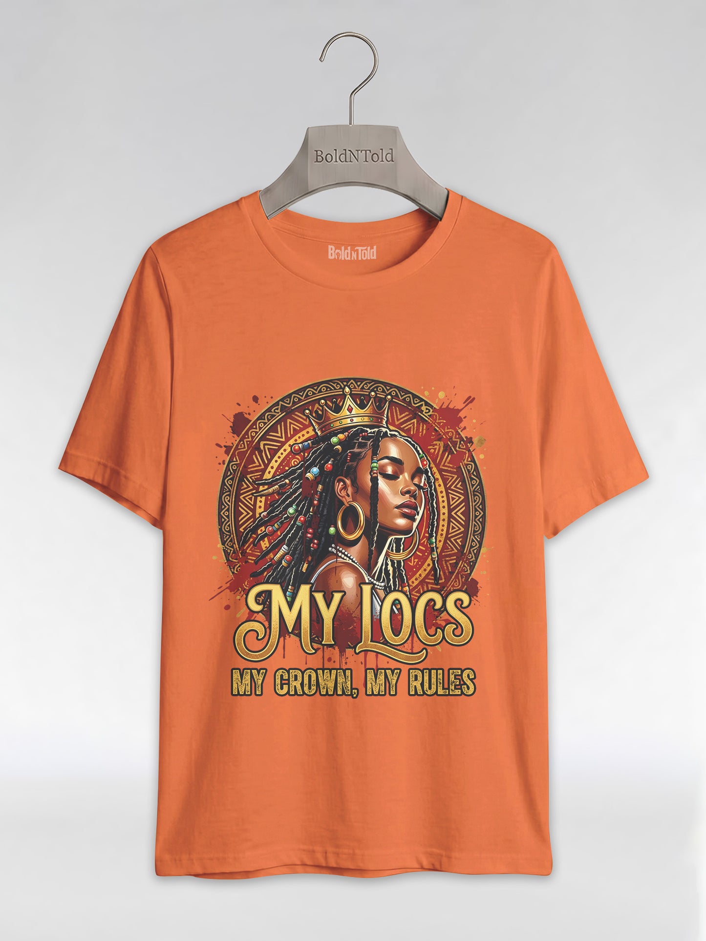 My Locs My Crown: Regal Black Queen Graphic T-Shirt - BoldnTold