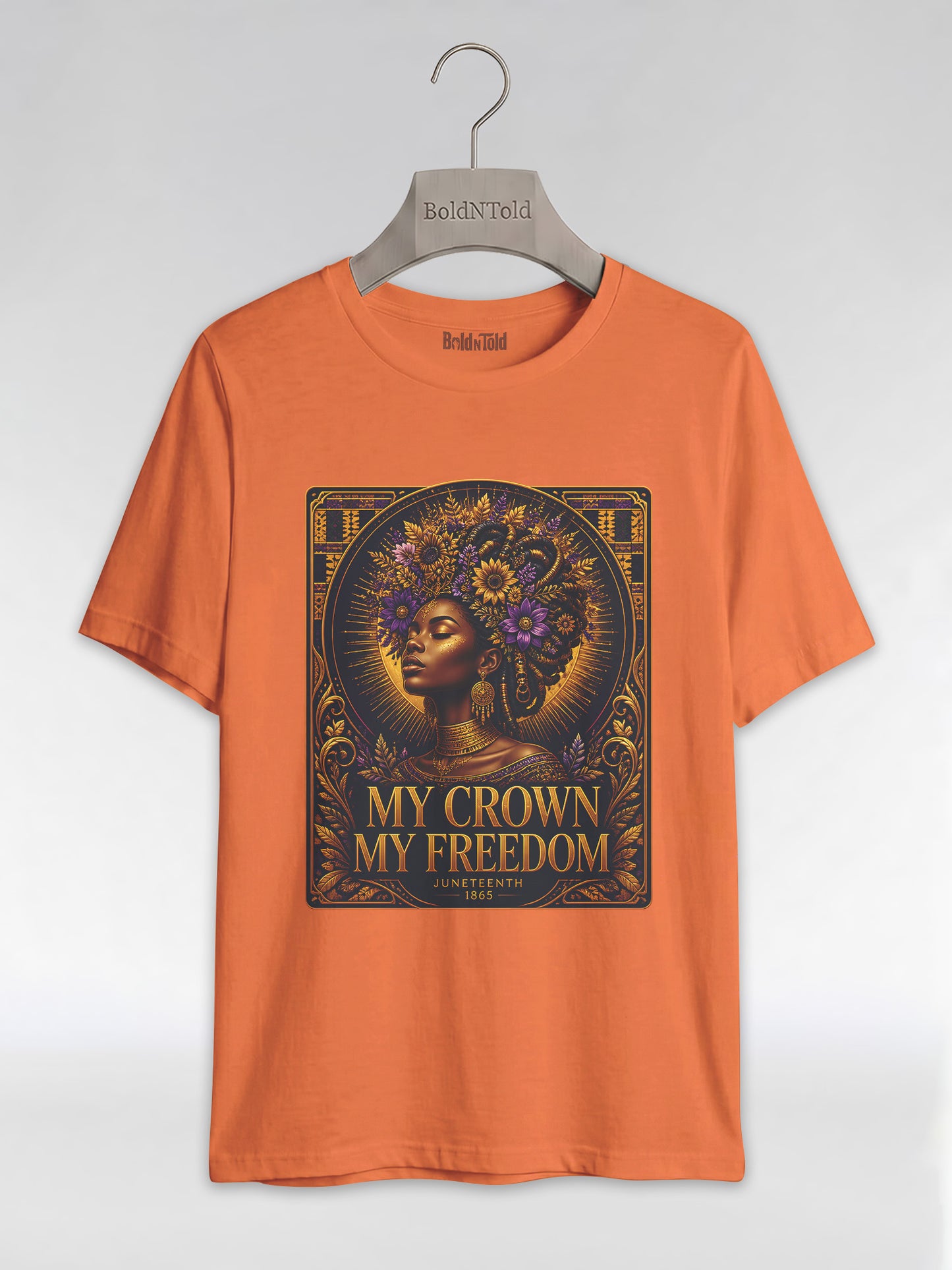 My Crown My Freedom: Juneteenth Melanin Queen Graphic T-Shirt - BoldnTold