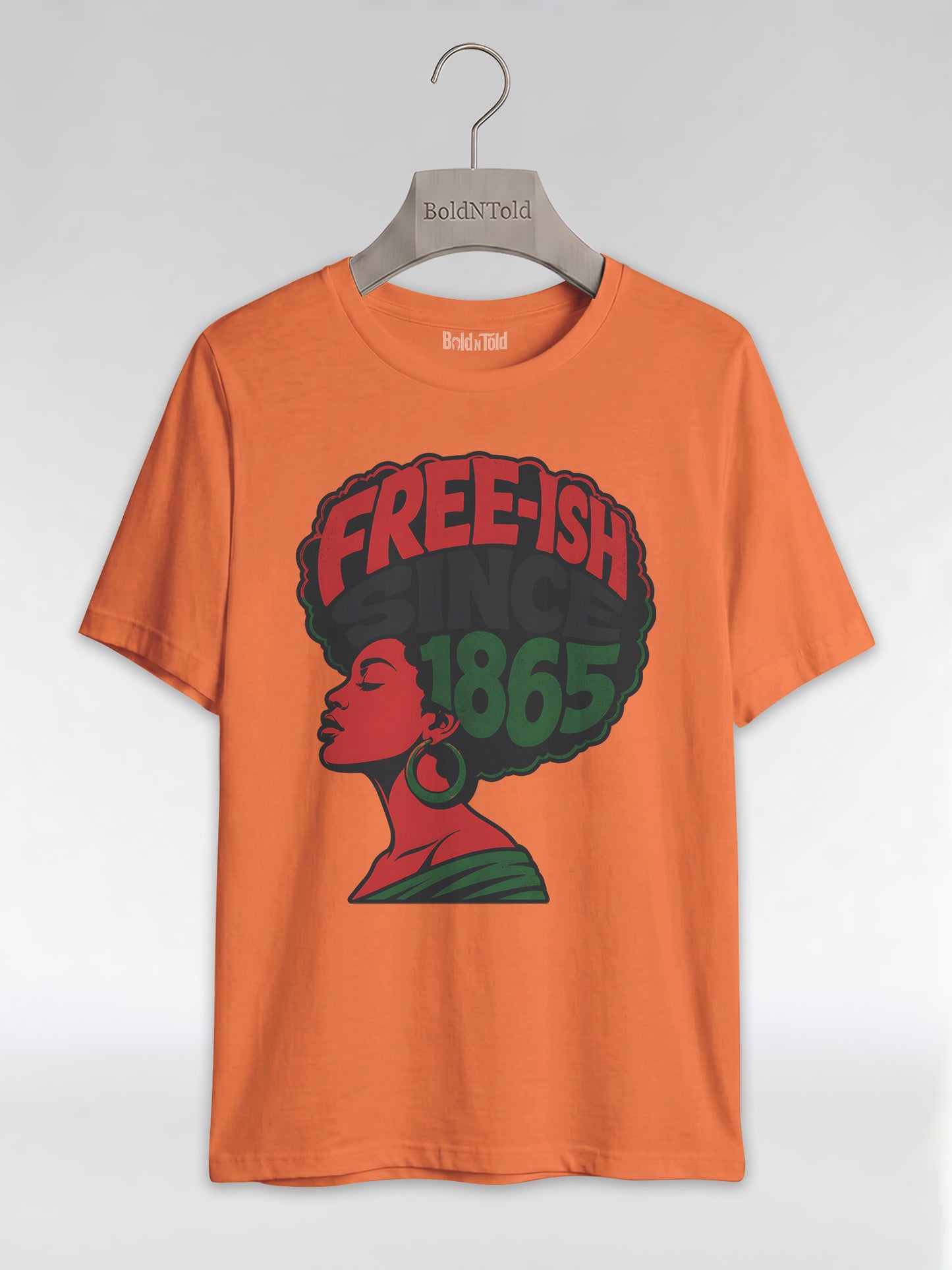 Free-ish Since 1865: Juneteenth Afro Silhouette Graphic T-Shirt - BoldnTold