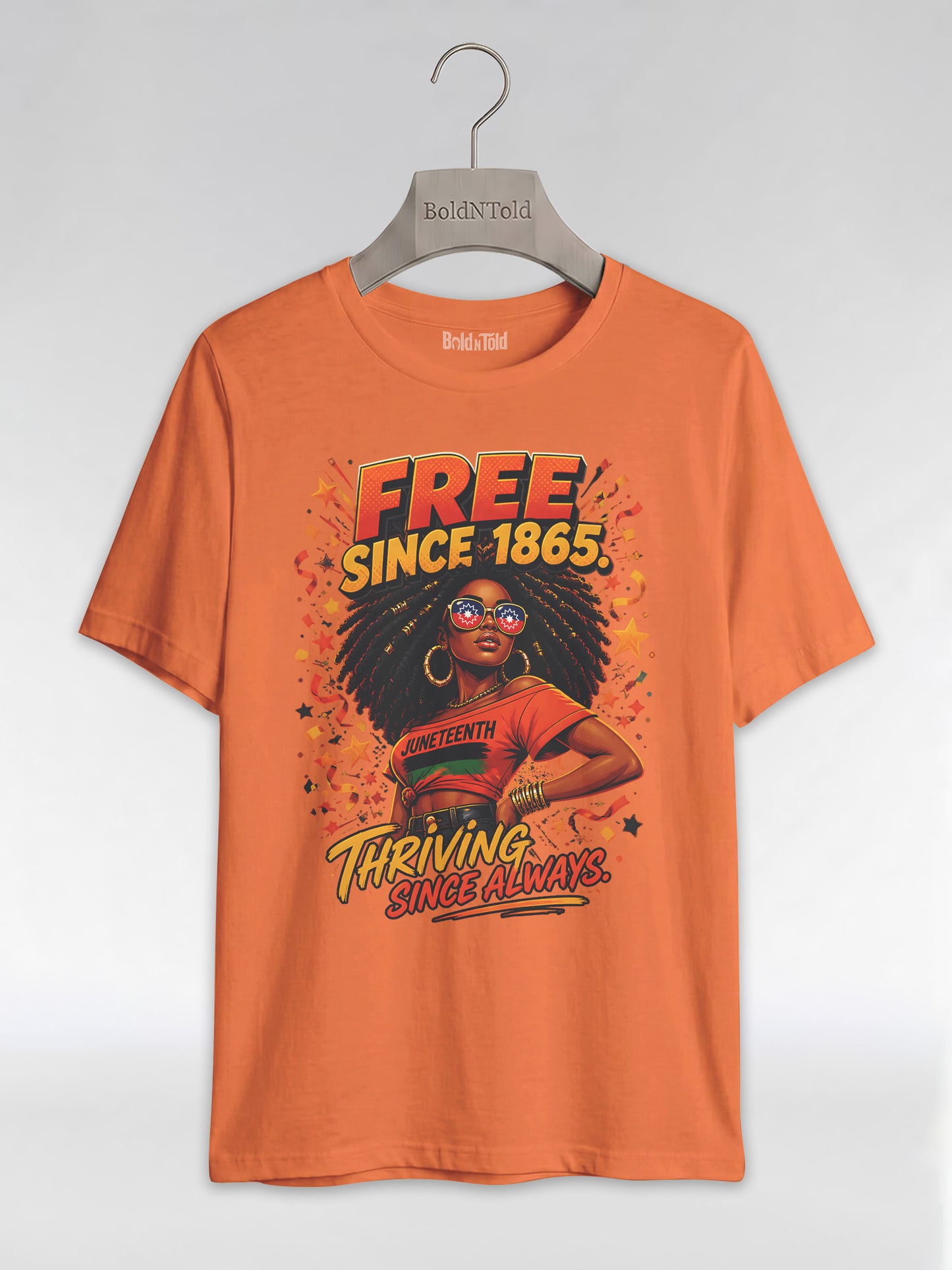 Thriving Since Always: Free Since 1865 Juneteenth Graphic T-Shirt - BoldnTold