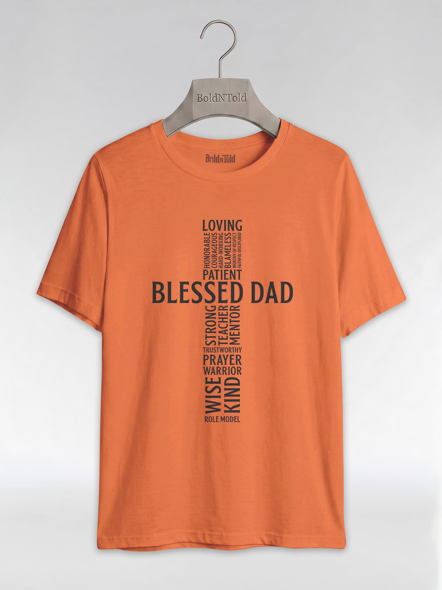 Blessed Black Dad: The Christian Cross Typography Graphic T-Shirt - BoldnTold
