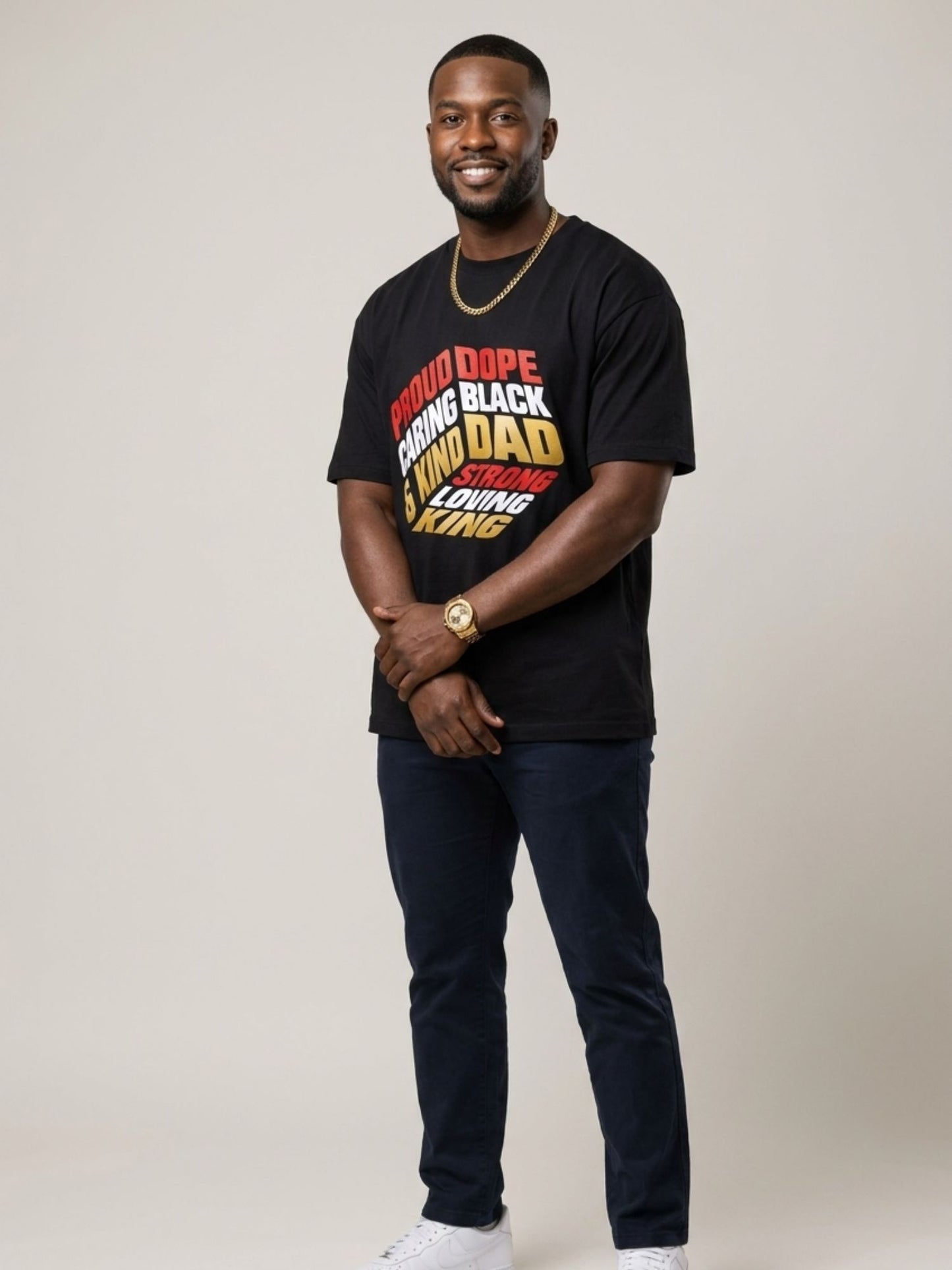 Proud Black Dad - Strong, Loving, King Graphic T-Shirt - BoldnTold