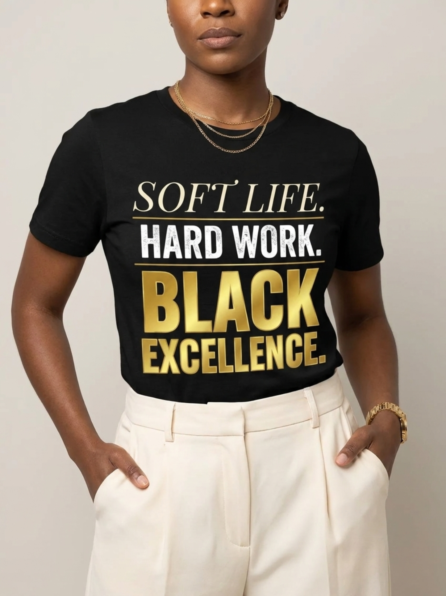 Soft Life Hard Work Black Excellence Graphic T-Shirt - BoldnTold