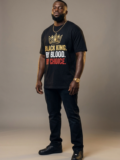 Black King By Blood By Choice: Royal Crown Empowerment Graphic T-Shirt - BoldnTold