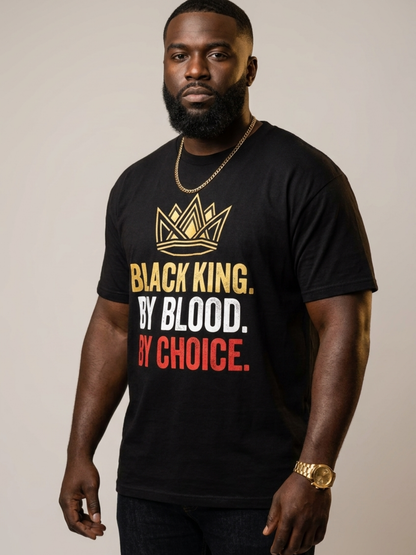 Black King By Blood By Choice: Royal Crown Empowerment Graphic T-Shirt - BoldnTold