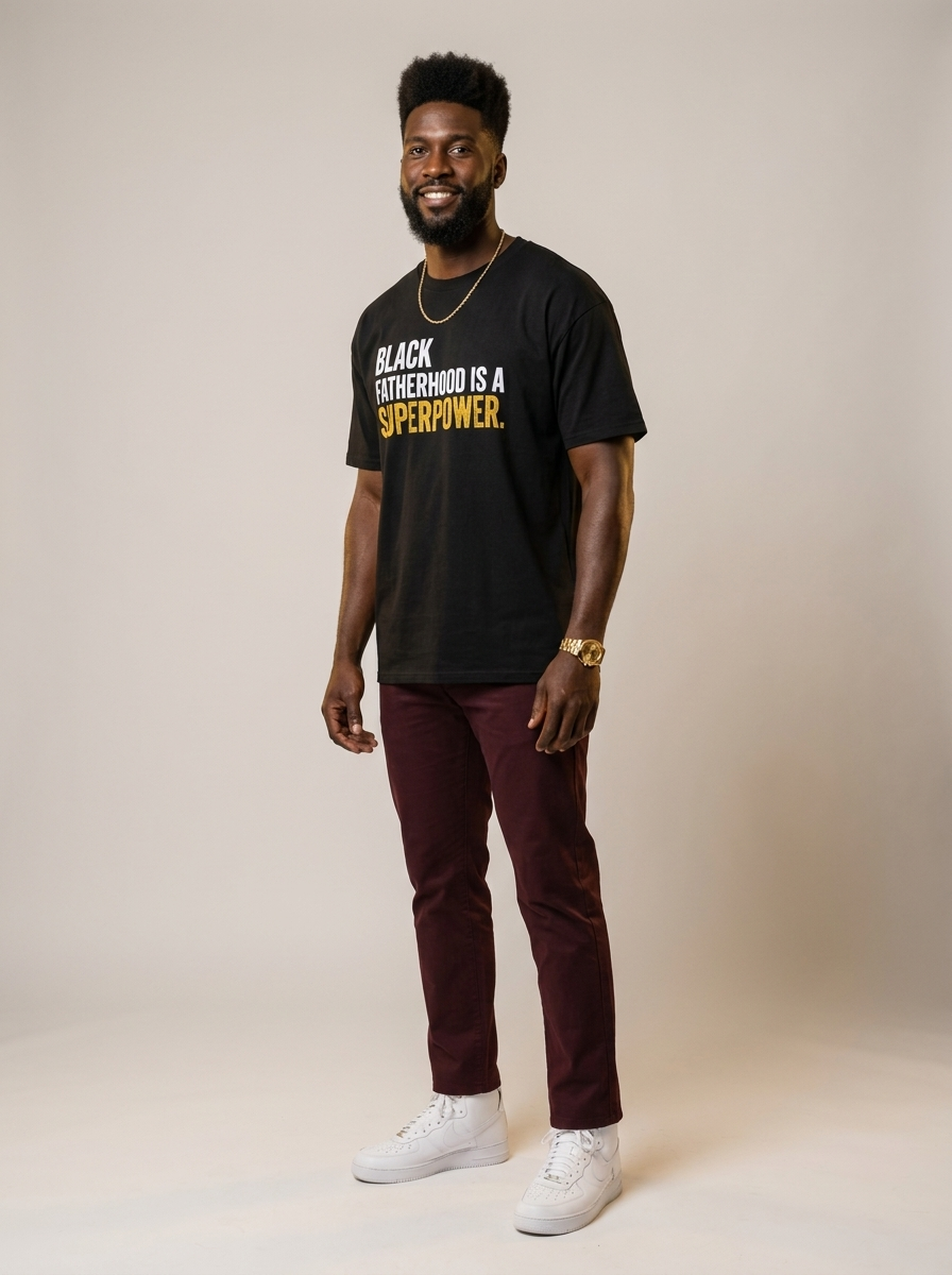 Black Fatherhood Is A Superpower: Proud Black Dad Graphic T-Shirt - BoldnTold