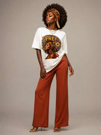 Free Floral Afro: Melanin Queen Empowerment Graphic T-Shirt - BoldnTold
