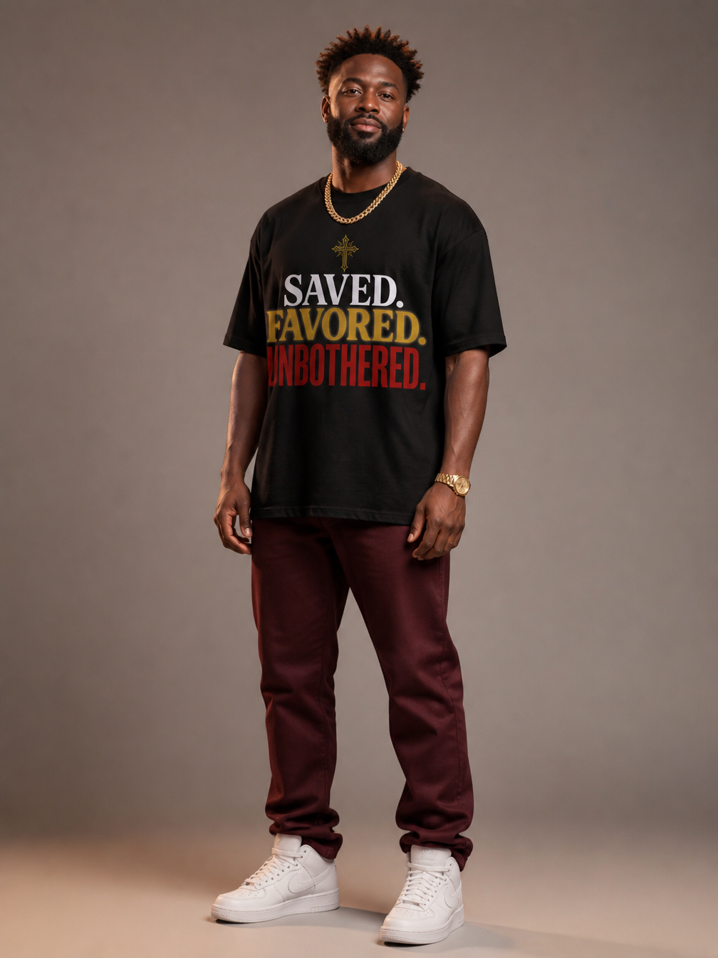 Saved Favored Unbothered T-Shirt: Christian Faith Graphic T-Shirt - BoldnTold