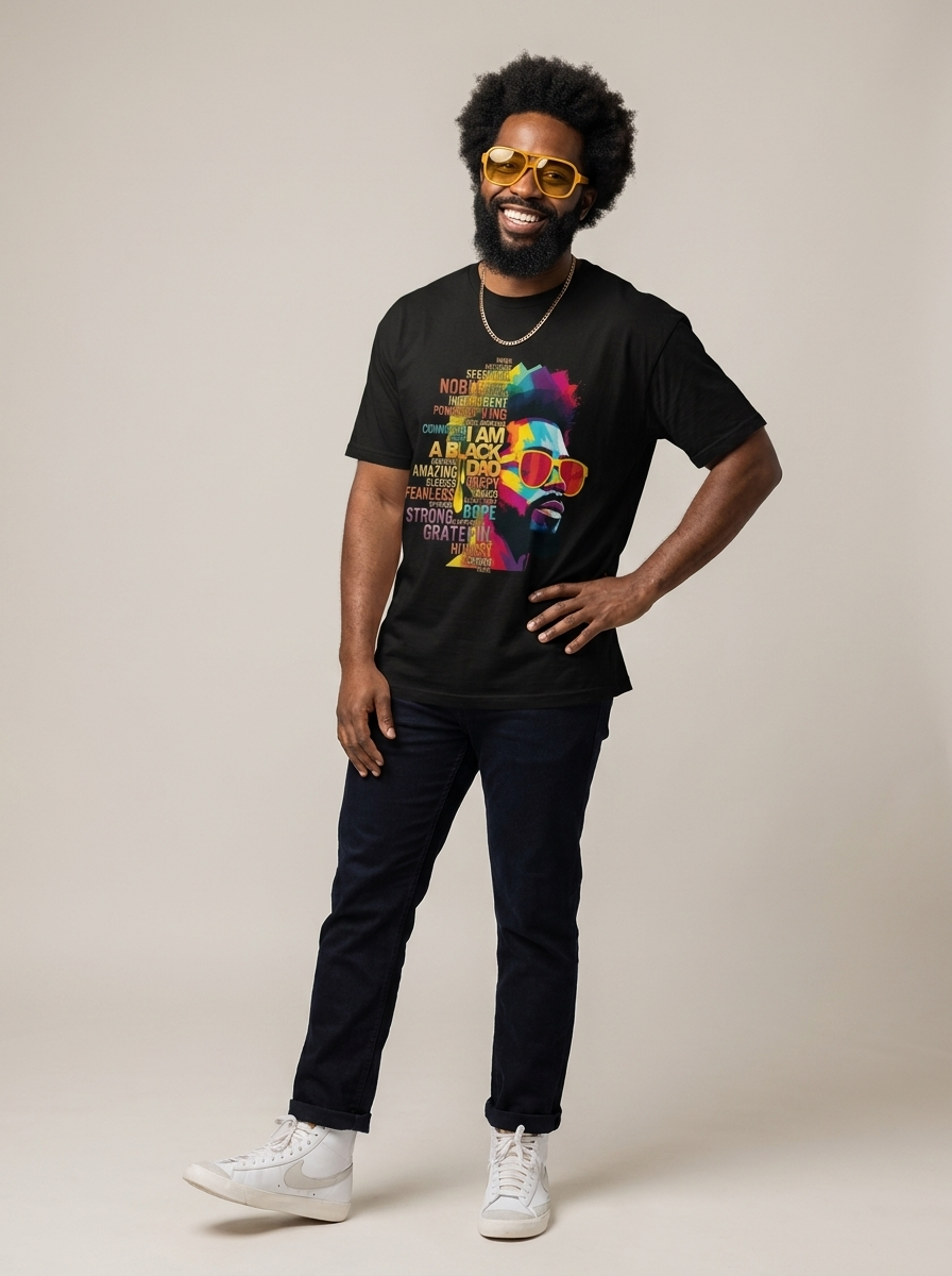 I Am A Black Dad: Colorful Pop Art Typography Graphic T-Shirt - BoldnTold