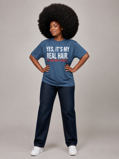 Yes It's My Real Hair: Sassy Black Girl Graphic T-Shirt - BoldnTold