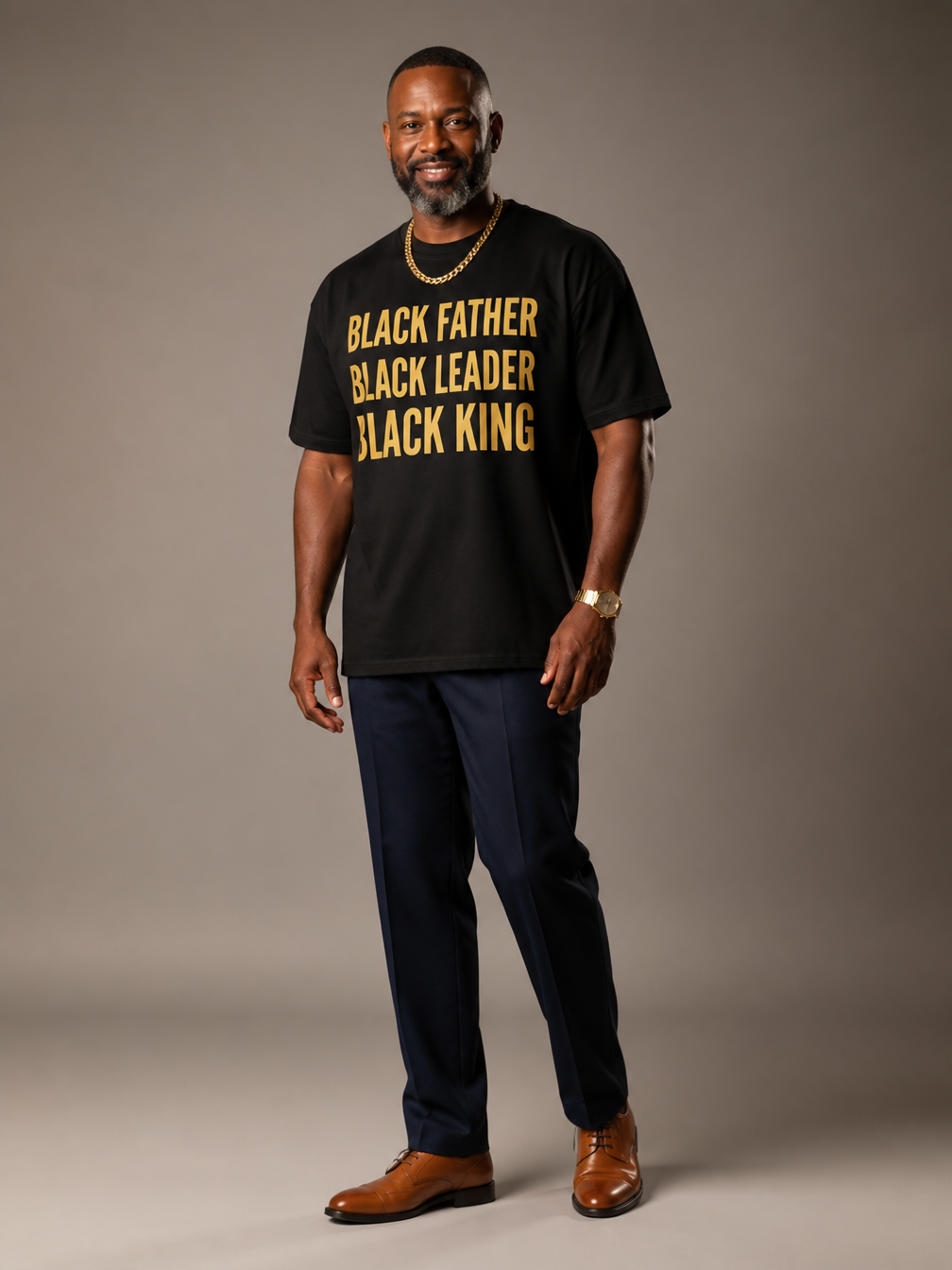 Black Father Black Leader Black King: Proud Dad Graphic T-Shirt - BoldnTold
