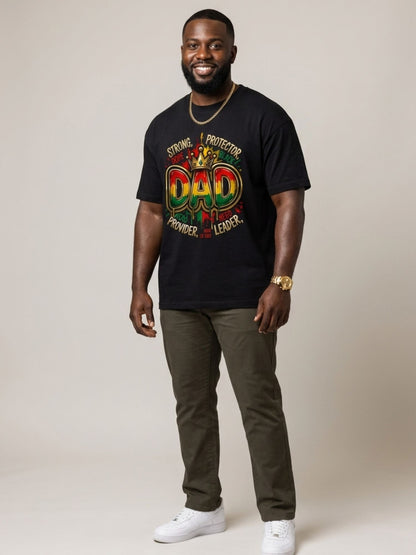 Black Dad Strong Protector Leader Crown Graphic T-Shirt - BoldnTold