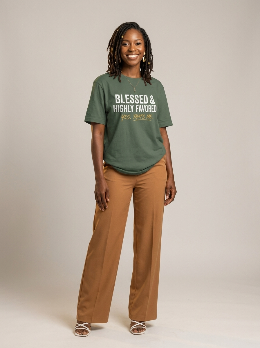 Blessed & Highly Favored: Christian Black Excellence Graphic T-Shirt - BoldnTold