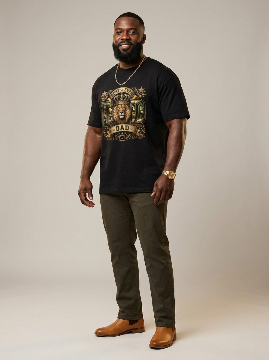 Best Ever Black Dad: Lion King Crown Graphic T-Shirt - BoldnTold