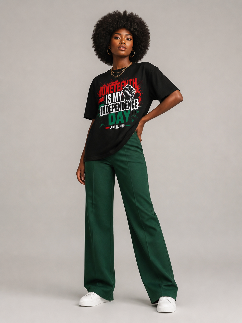 Juneteenth Is My Independence Day: Black History Raised Fist Graphic T-Shirt - BoldnTold