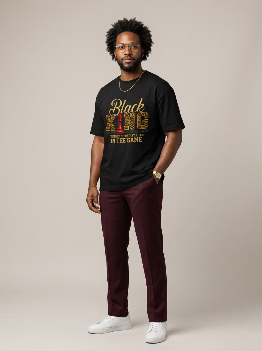 Black King Dad: The Most Important Piece In The Game Graphic T-Shirt - BoldnTold