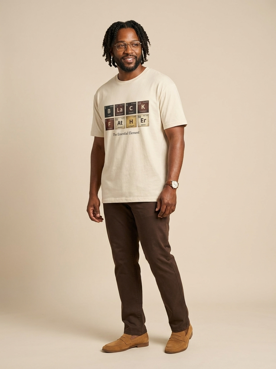 Black Father: The Essential Element Periodic Table Graphic T-Shirt - BoldnTold