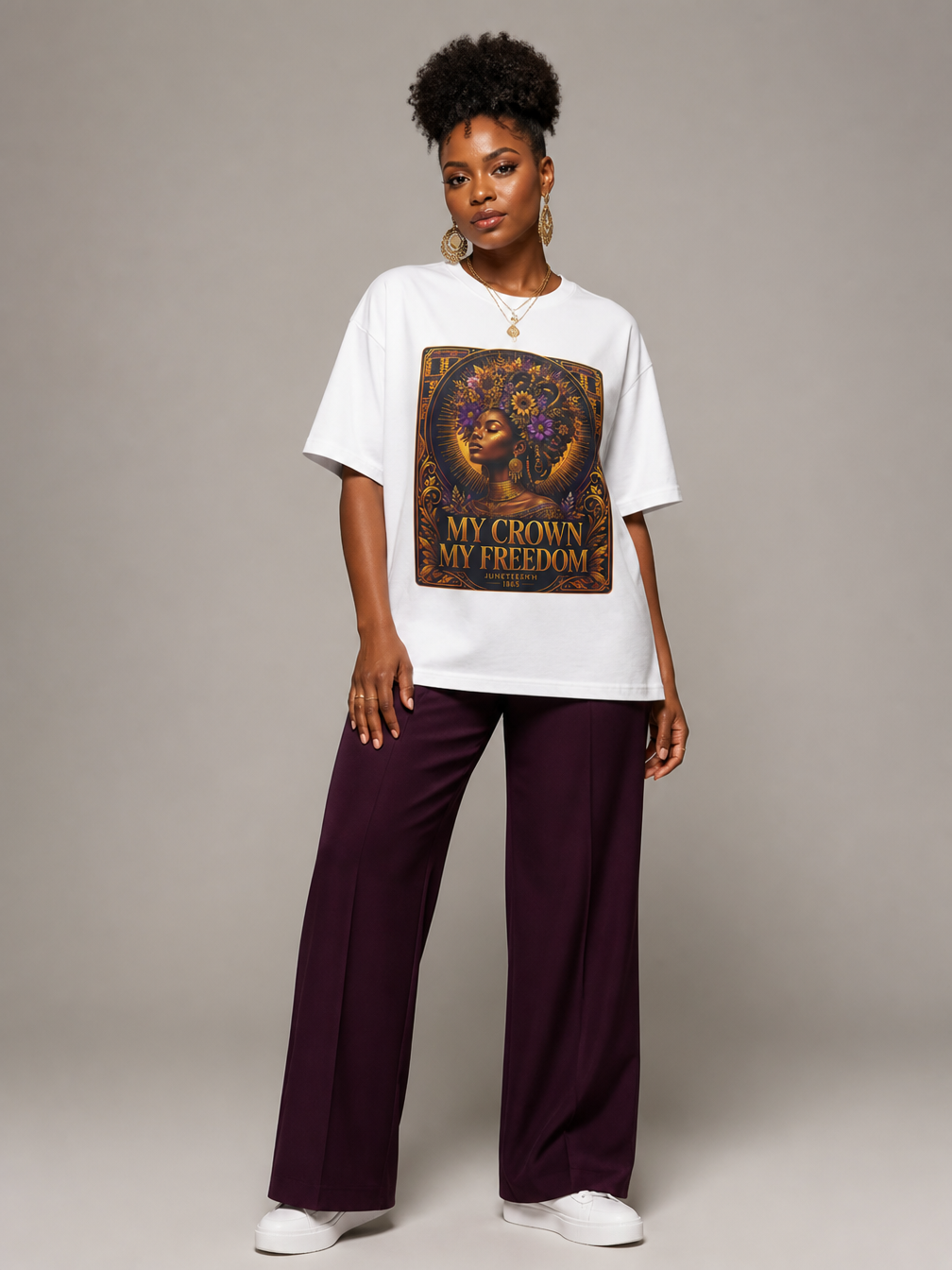 My Crown My Freedom: Juneteenth Melanin Queen Graphic T-Shirt - BoldnTold