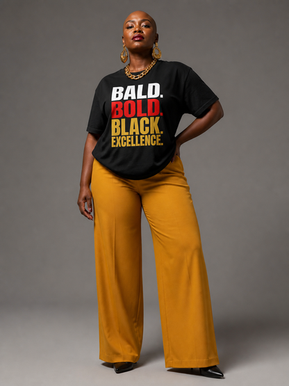 Bald & Bold: Black Excellence Typography Empowerment Graphic T-Shirt - BoldnTold