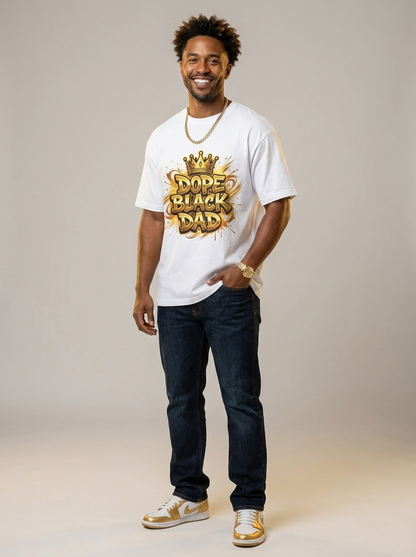 Dope Black Dad – Gold Graffiti King Edition Graphic T-Shirt - BoldnTold