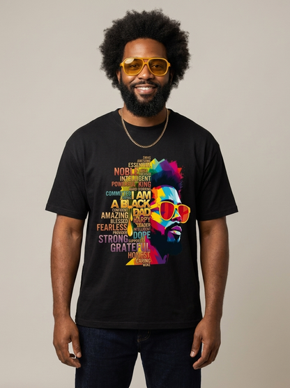 I Am A Black Dad: Colorful Pop Art Typography Graphic T-Shirt - BoldnTold