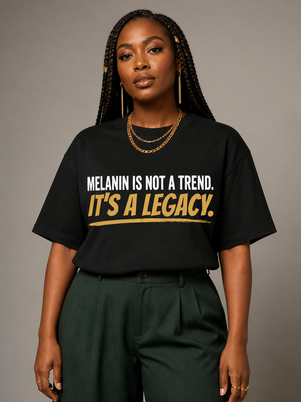 Melanin Is Not A Trend It's A Legacy: Black Pride Empowerment Graphic T-Shirt - BoldnTold