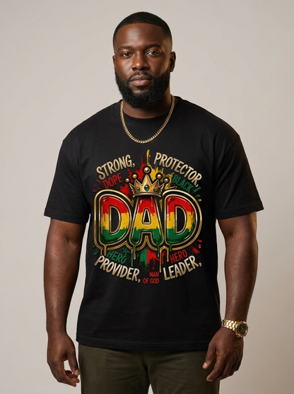 Black Dad Strong Protector Leader Crown Graphic T-Shirt - BoldnTold