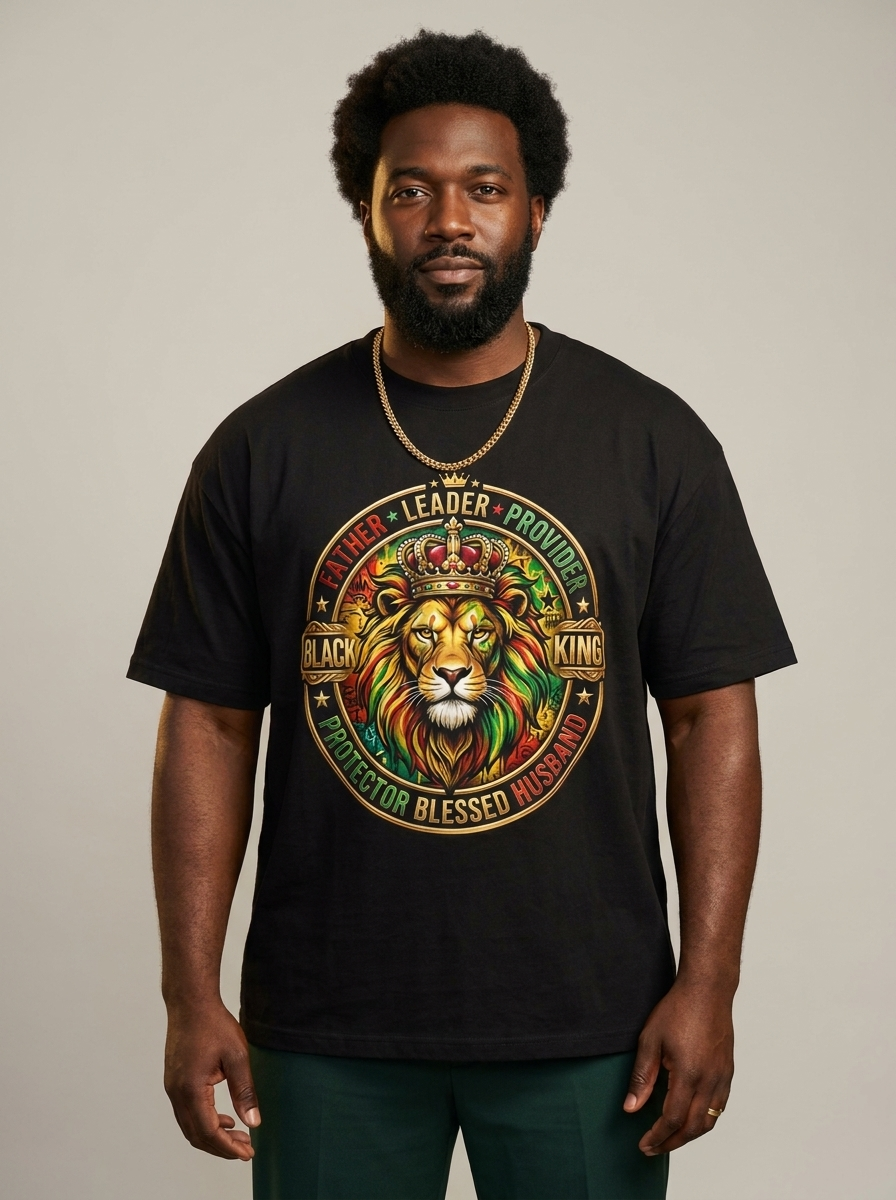 The Royal Patriarch: Proud Black Dad & Husband Graphic T-Shirt - BoldnTold
