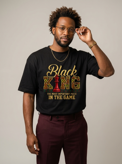 Black King Dad: The Most Important Piece In The Game Graphic T-Shirt - BoldnTold