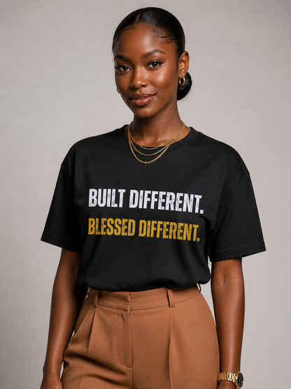 Built Different Blessed Different: Black Excellence Graphic T-Shirt - BoldnTold