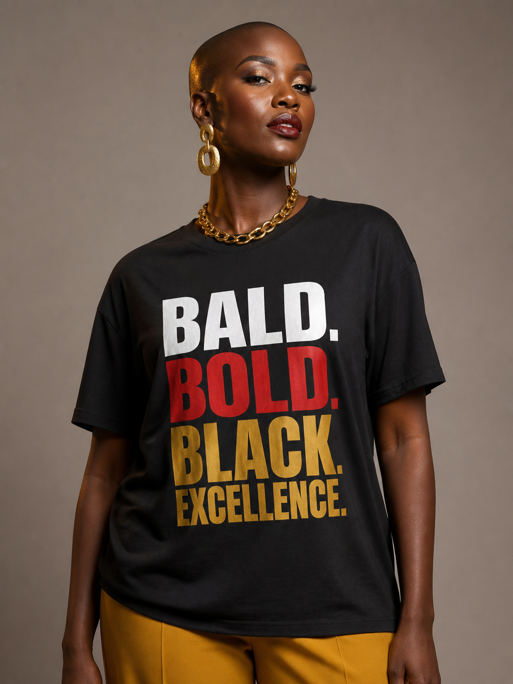 Bald & Bold: Black Excellence Typography Empowerment Graphic T-Shirt - BoldnTold