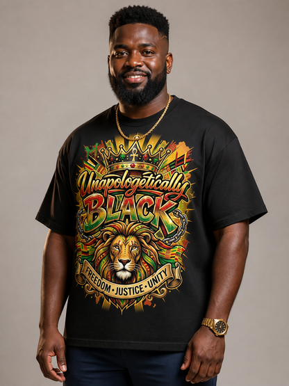 Unapologetically Black Lion Crown: Pan-African Pride Graphic T-Shirt - BoldnTold