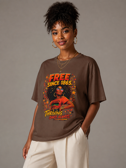 Thriving Since Always: Free Since 1865 Juneteenth Graphic T-Shirt - BoldnTold