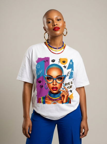Rise & Slay: 90s Retro Pop Art Black Queen Graphic T-Shirt - BoldnTold
