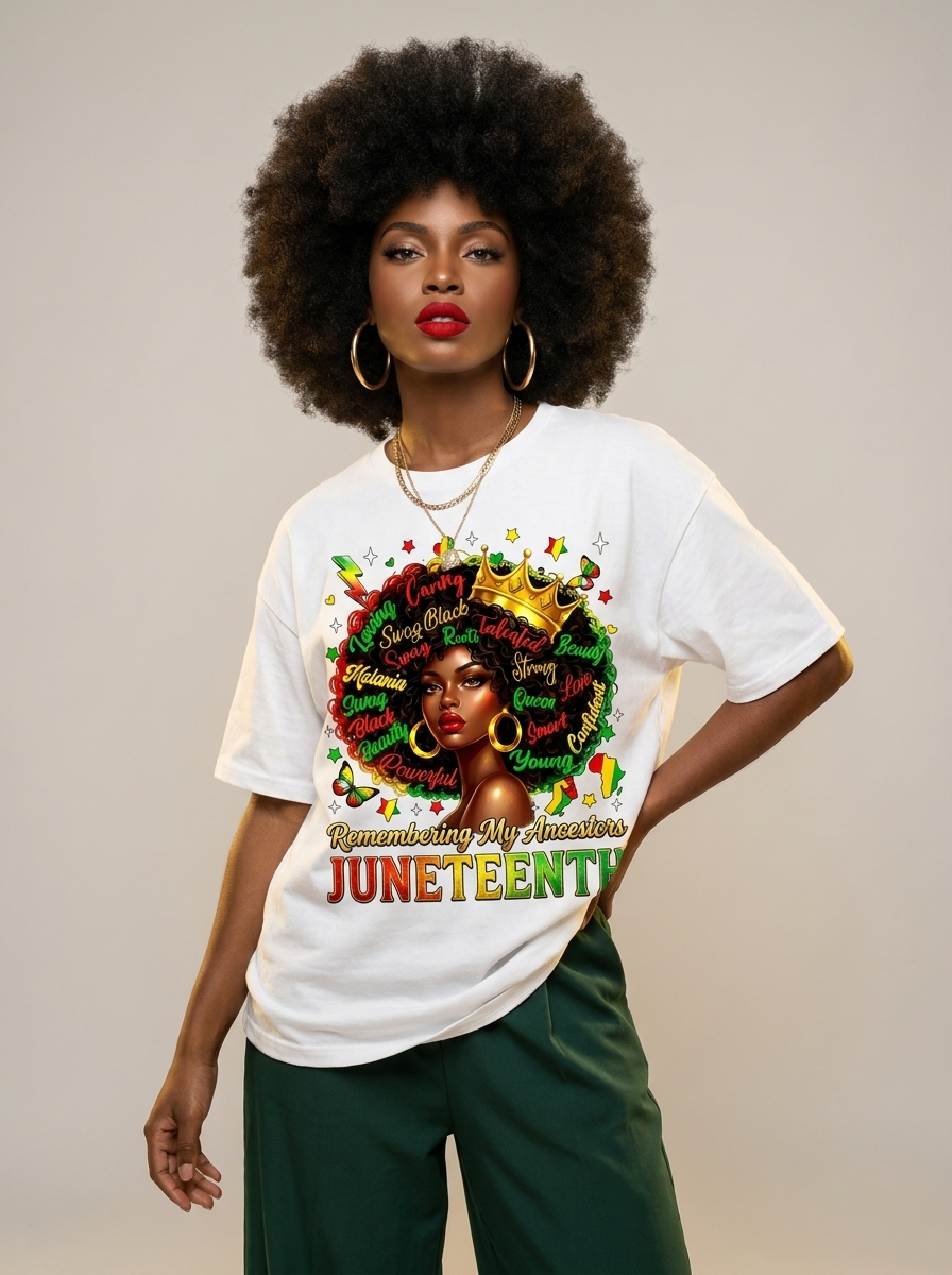 Remembering My Ancestors Juneteenth: Black Queen Graphic T-Shirt - BoldnTold