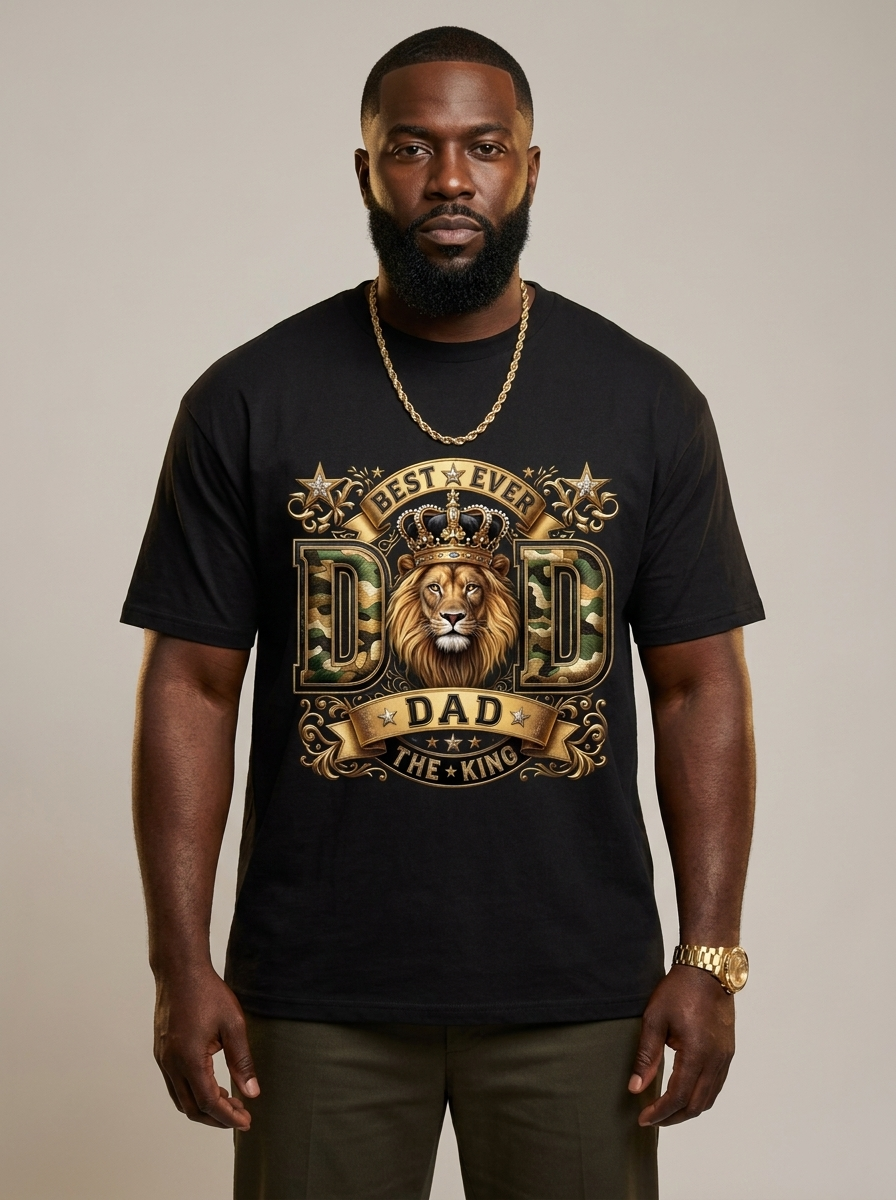 Best Ever Black Dad: Lion King Crown Graphic T-Shirt - BoldnTold
