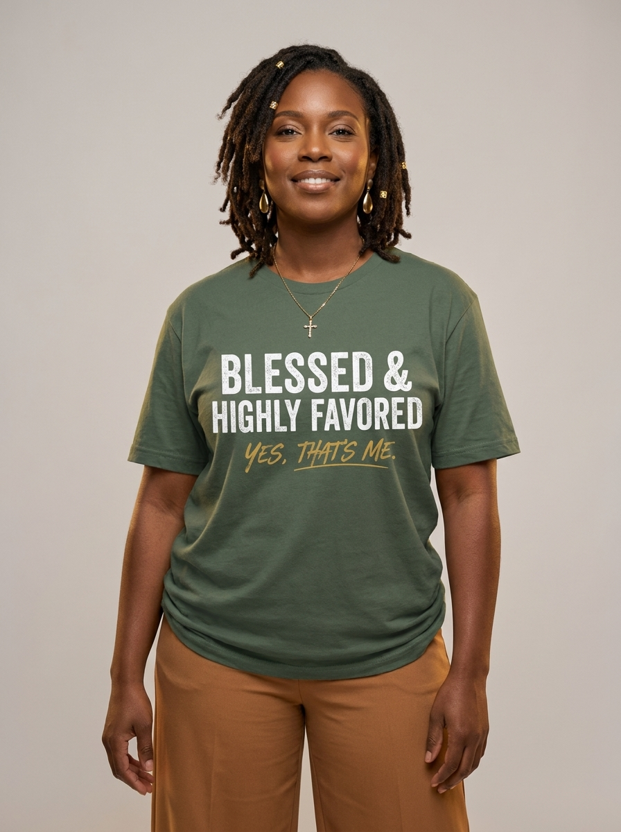 Blessed & Highly Favored: Christian Black Excellence Graphic T-Shirt - BoldnTold
