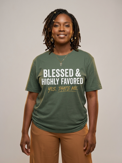 Blessed & Highly Favored: Christian Black Excellence Graphic T-Shirt - BoldnTold