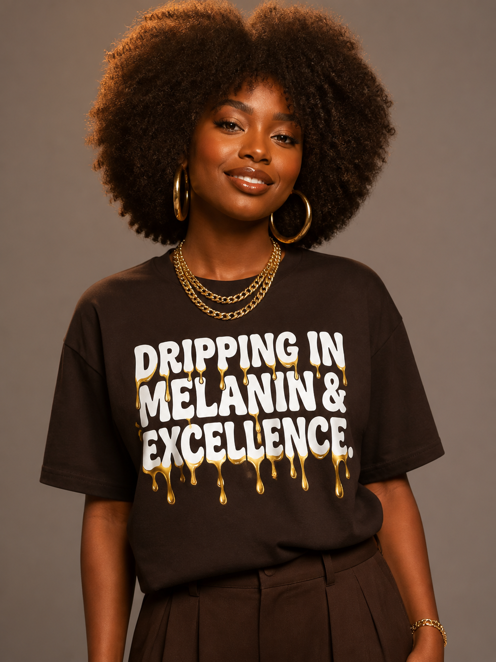 Dripping In Melanin And Excellence Graphic T-Shirt - BoldnTold