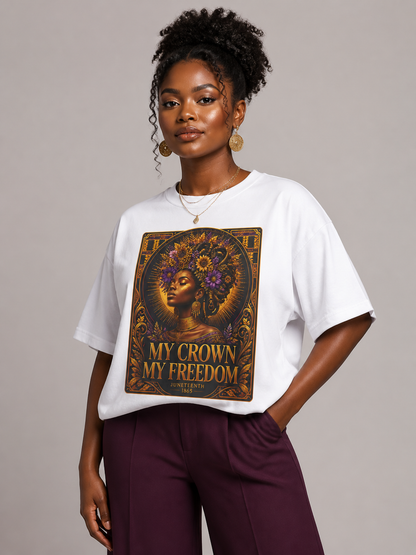 My Crown My Freedom: Juneteenth Melanin Queen Graphic T-Shirt - BoldnTold