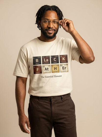 Black Father: The Essential Element Periodic Table Graphic T-Shirt - BoldnTold