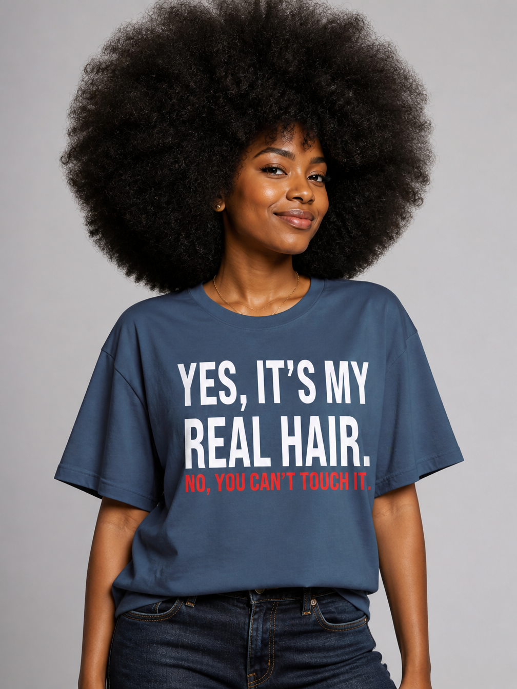 Yes It's My Real Hair: Sassy Black Girl Graphic T-Shirt - BoldnTold