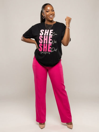 She Can, She Will, She Did: Black Girl Magic Winning Graphic T-Shirt - BoldnTold