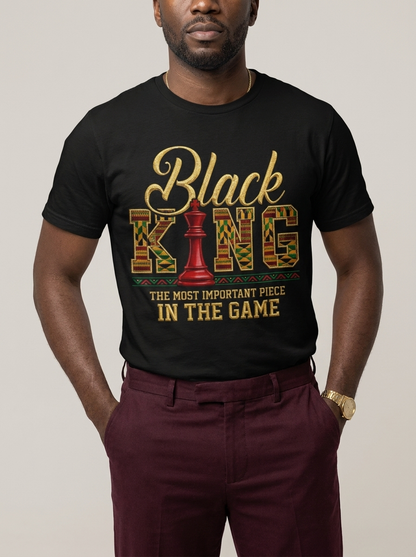 Black King Dad: The Most Important Piece In The Game Graphic T-Shirt - BoldnTold