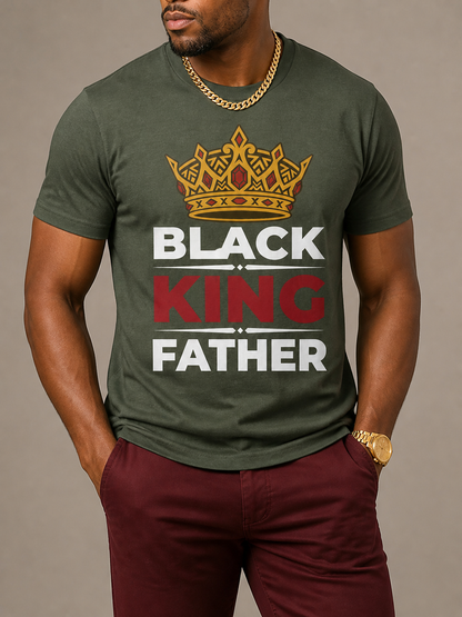 Black King Father Crown: Proud Dad Empowerment Graphic T-Shirt - BoldnTold
