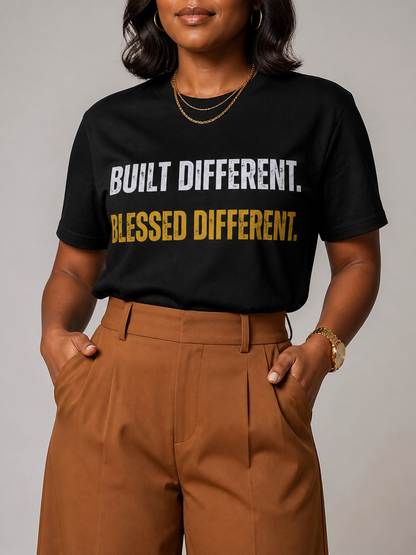 Built Different Blessed Different: Black Excellence Graphic T-Shirt - BoldnTold