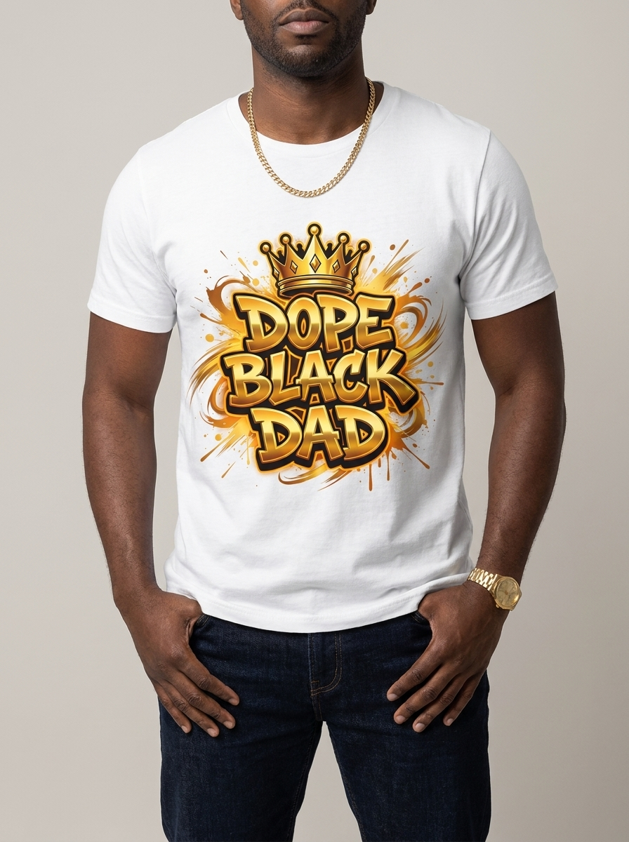 Dope Black Dad – Gold Graffiti King Edition Graphic T-Shirt - BoldnTold