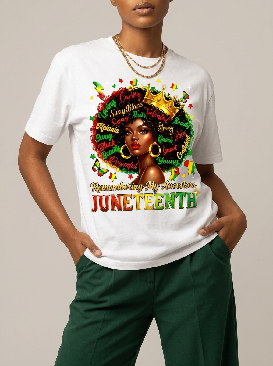 Remembering My Ancestors Juneteenth: Black Queen Graphic T-Shirt - BoldnTold