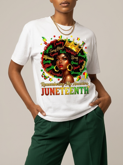 Remembering My Ancestors Juneteenth: Black Queen Graphic T-Shirt - BoldnTold